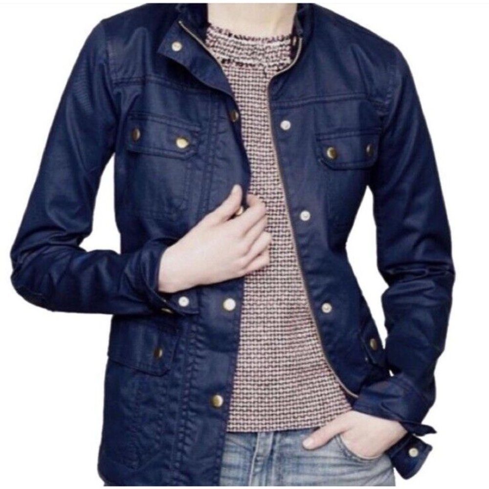 J. Crew Women’s Blue Denim Relaxed Boyfriend Field Jacket Utility Jacket